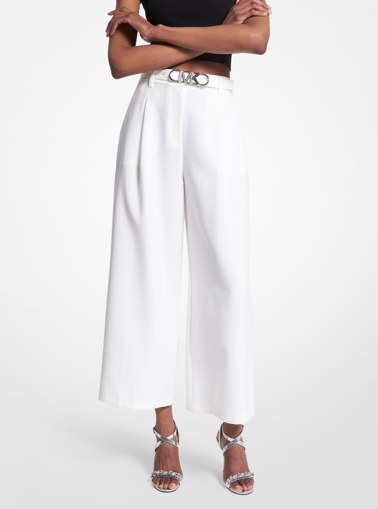 MICHAEL KORS CROPPED STRETCH TWILL BELTED ΠΑΝΤΕΛΟΝΙ