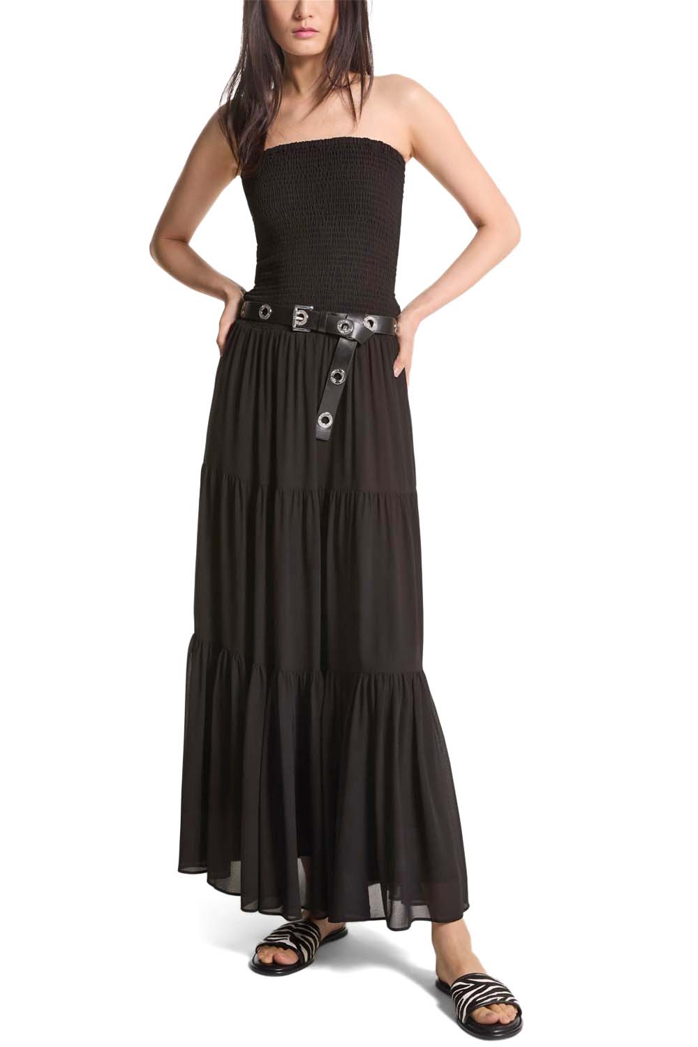 MICHAEL KORS TIERED SMOCKED GEORGETTE MAXI ΦΟΡΕΜΑ