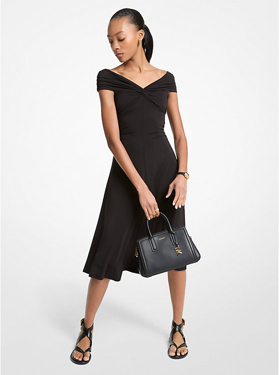 MICHAEL KORS STRETCH VISCOSE OFF-THE-SHOULDER MIDI ΦΟΡΕΜΑ