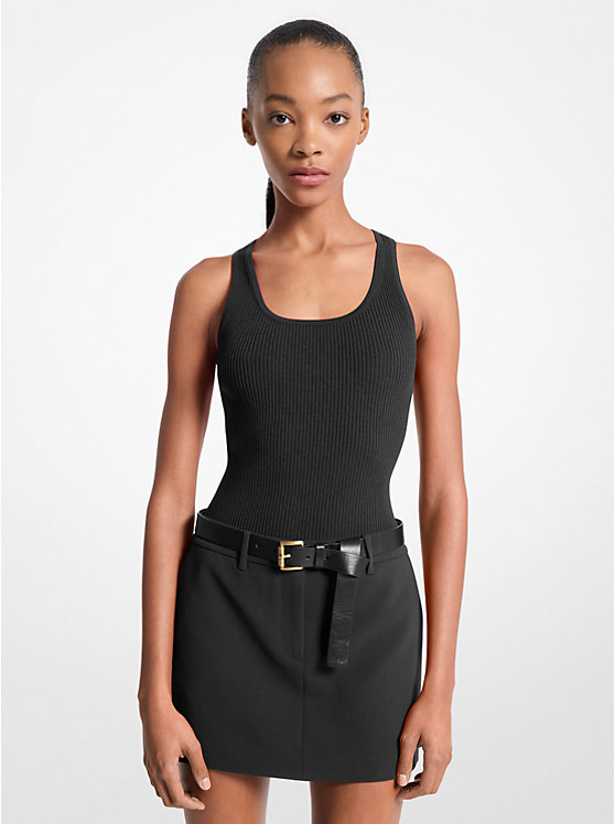 MICHAEL KORS RIBBED SCOOP NECK TANK TOP