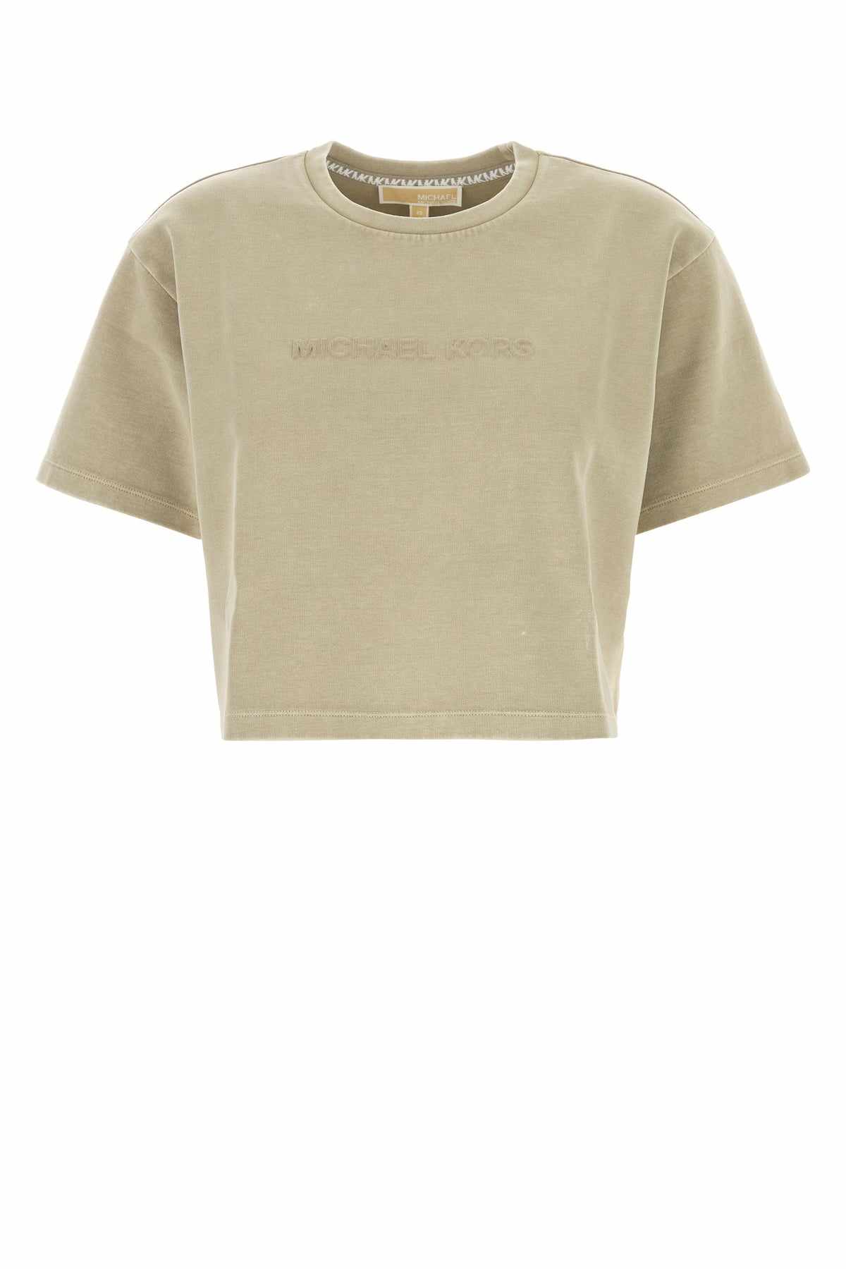 MICHAEL KORS CROPPED EMBOSSED LOGO T-SHIRT