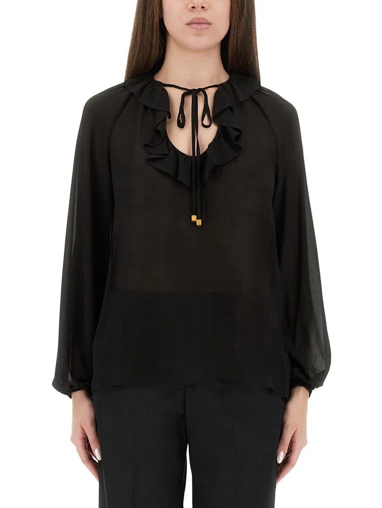 MICHAEL KORS GEORGETTE RUFFLE TOP