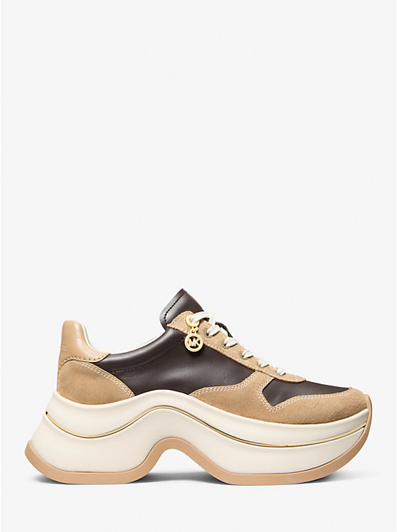 MICHAEL KORS ARLA LEATHER AND SUEDE SNEAKERS