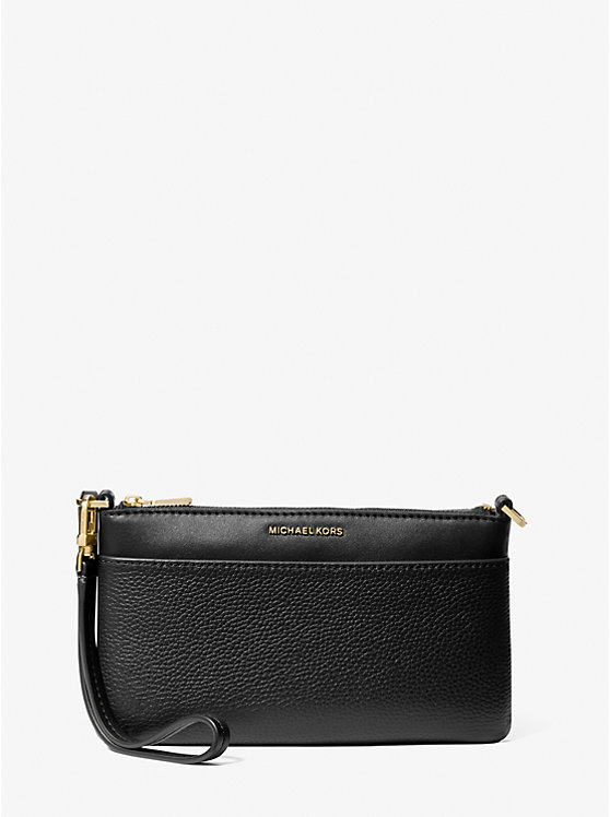 MICHAEL KORS JET SET MEDIUM PEBBLED LEATHER WRISTLET