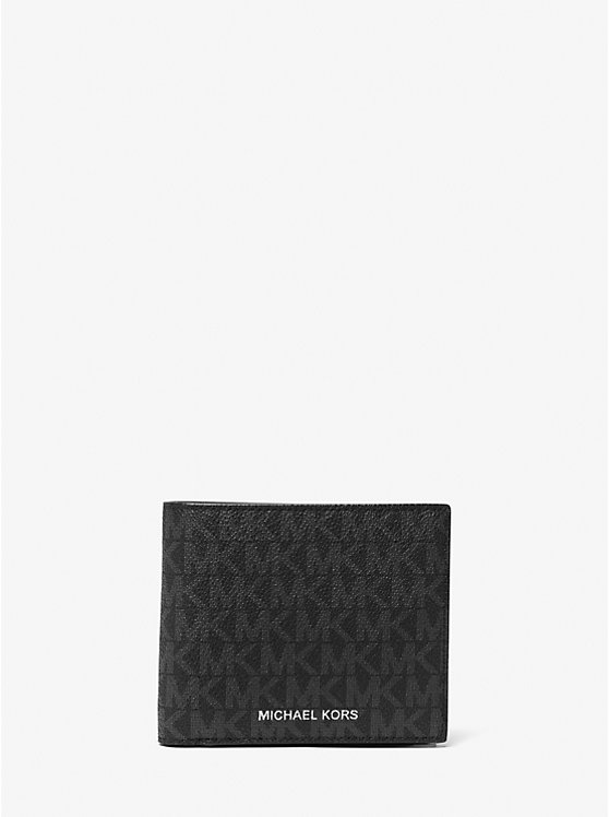 MICHAEL KORS MENS GREYSON LOGO BILLFOLD WALLET WITH COIN POCKET