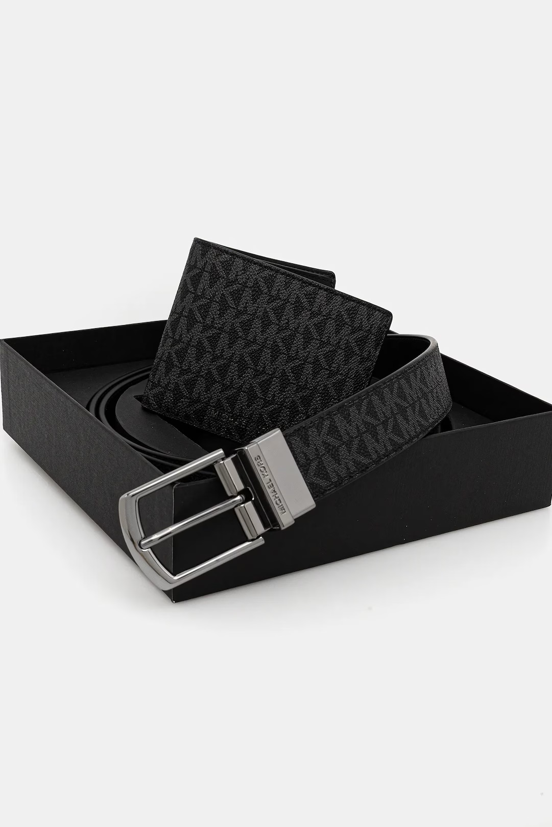 MICHAEL KORS MENS SIGNATURE LOGO WALLET AND BELT GIFT SET