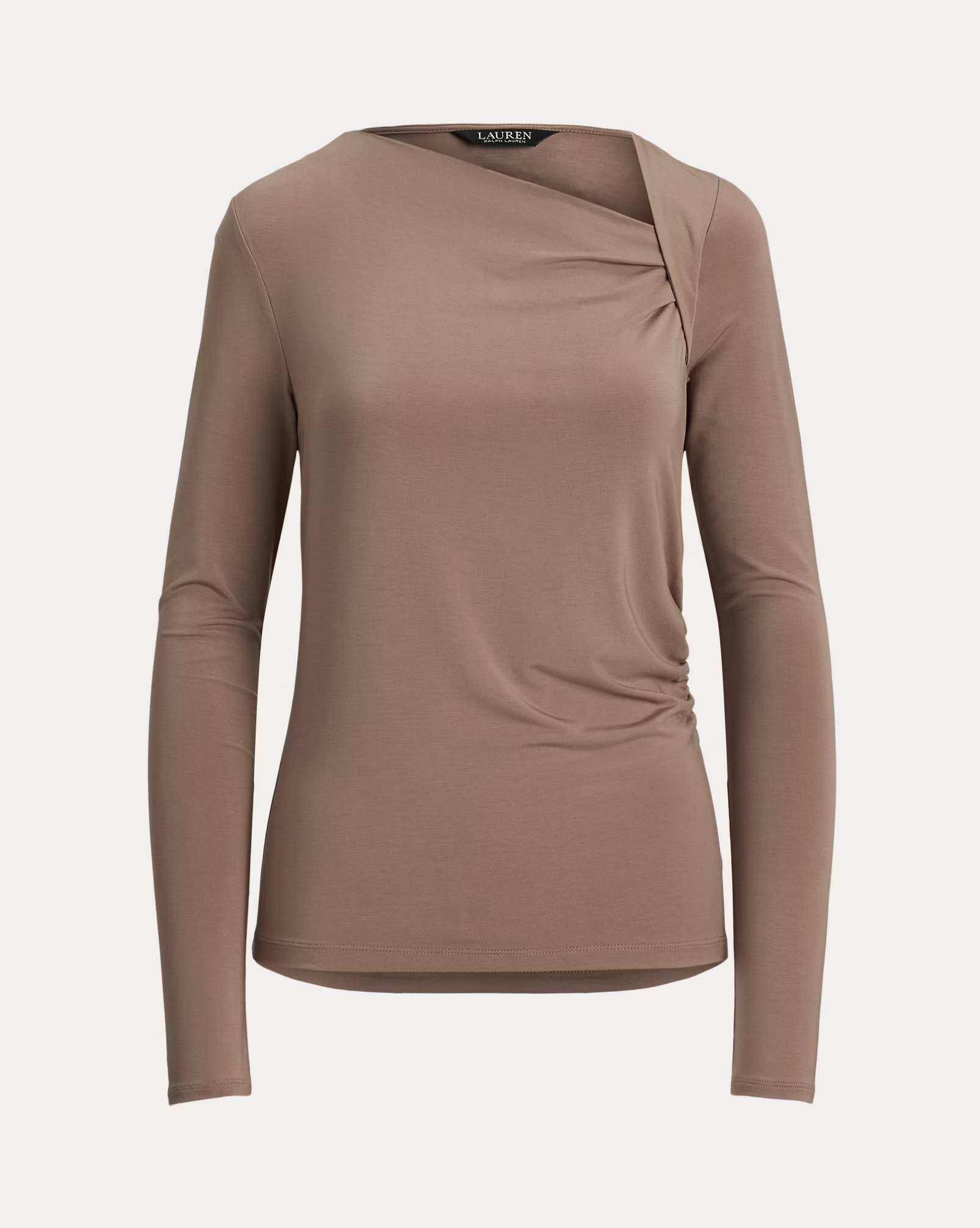 LAUREN RALPH LAUREN STRETCH JERSEY ASYMMETRICAL TOP