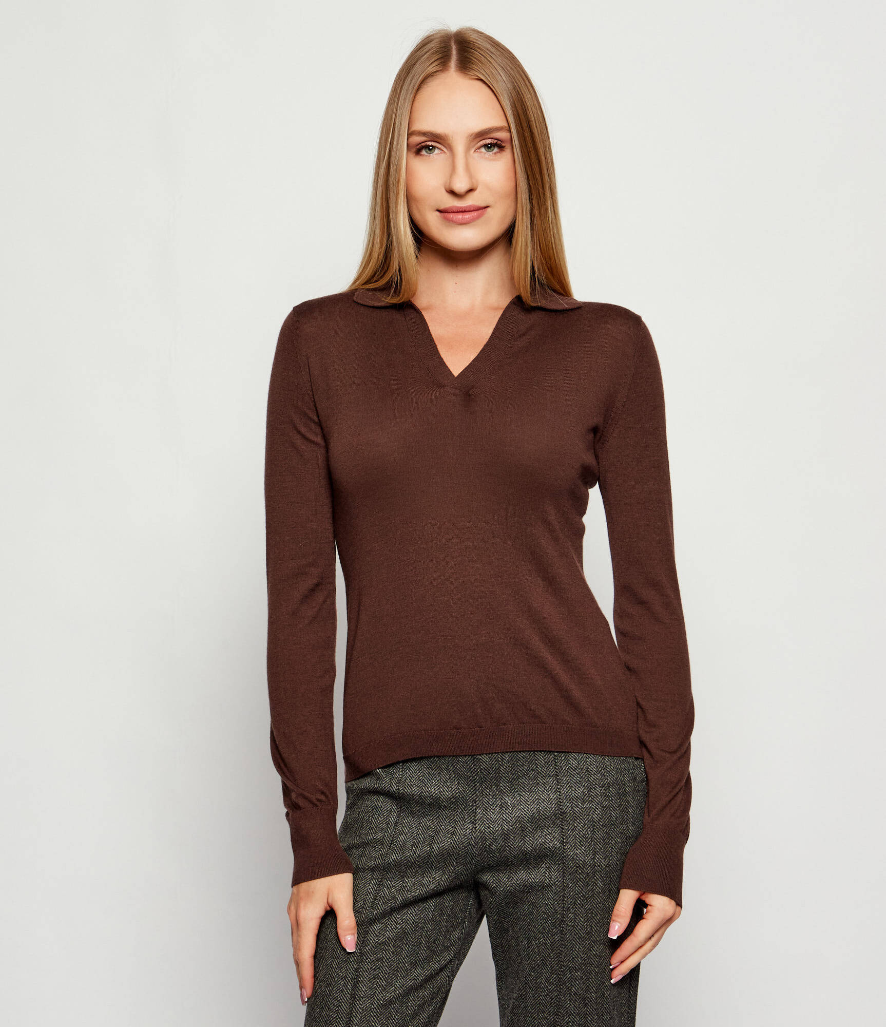 WEEKEND MAX MARA CAPPA WOOL & CASHMERE POLO SHIRT