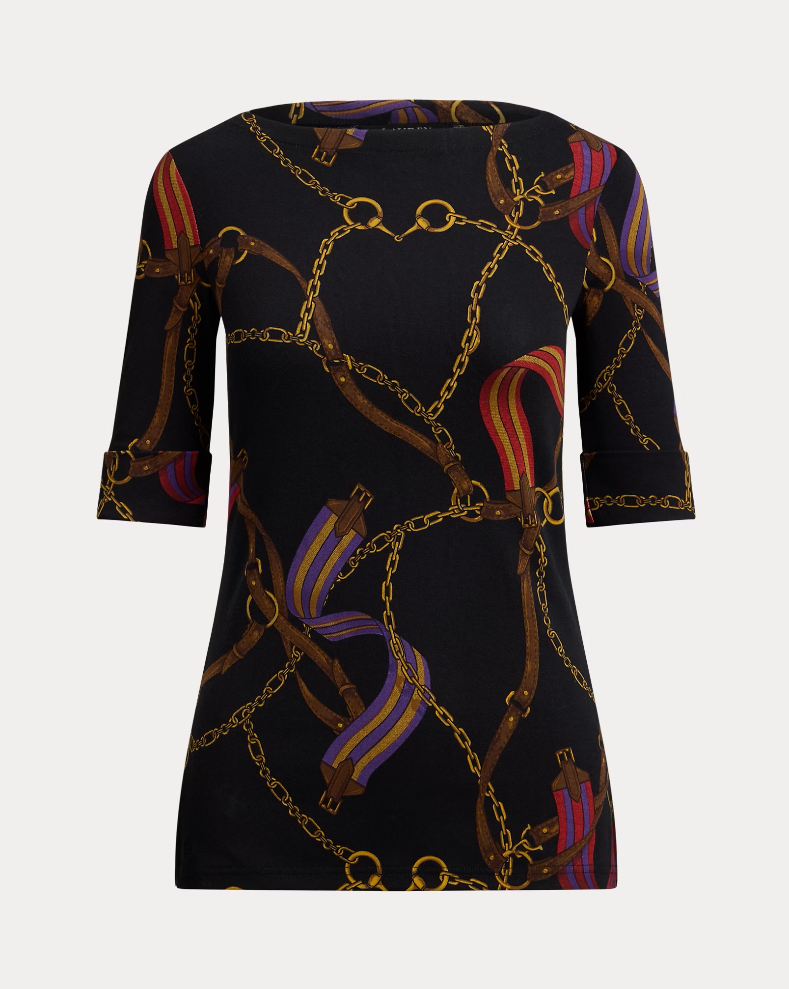 LAUREN RALPH LAUREN JUDY PRINT STRETCH COTTON BOATNECK ΜΠΛΟΥΖΑ