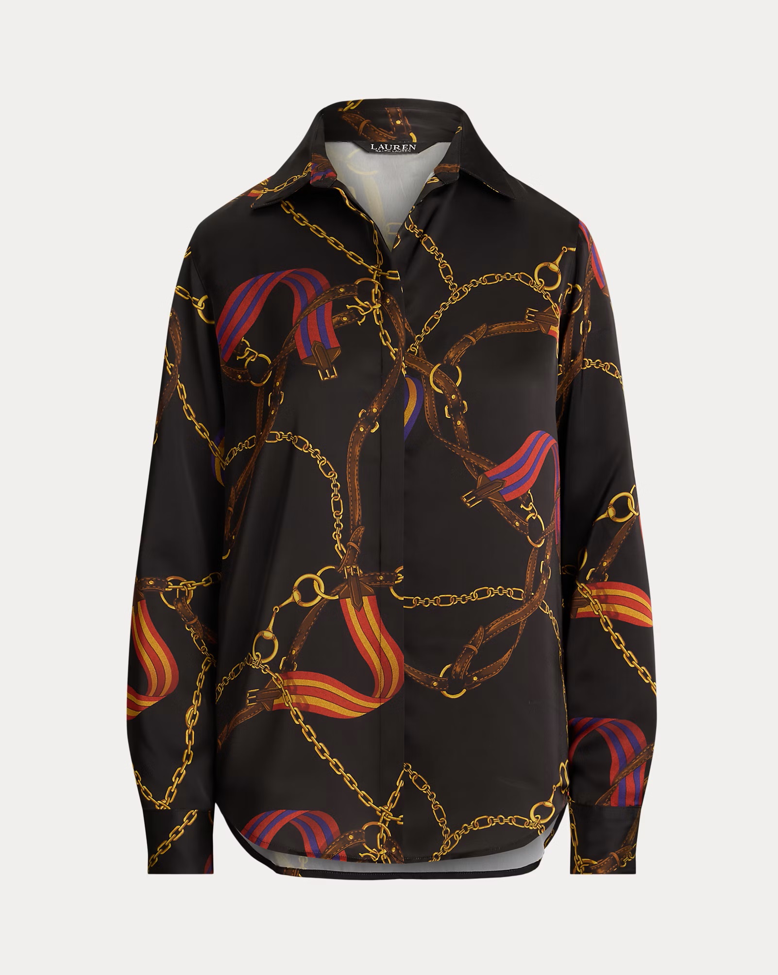 LAUREN RALPH LAUREN CLASSIC FIT BELTING-PRINT SATIN ΠΟΥΚΑΜΙΣΟ