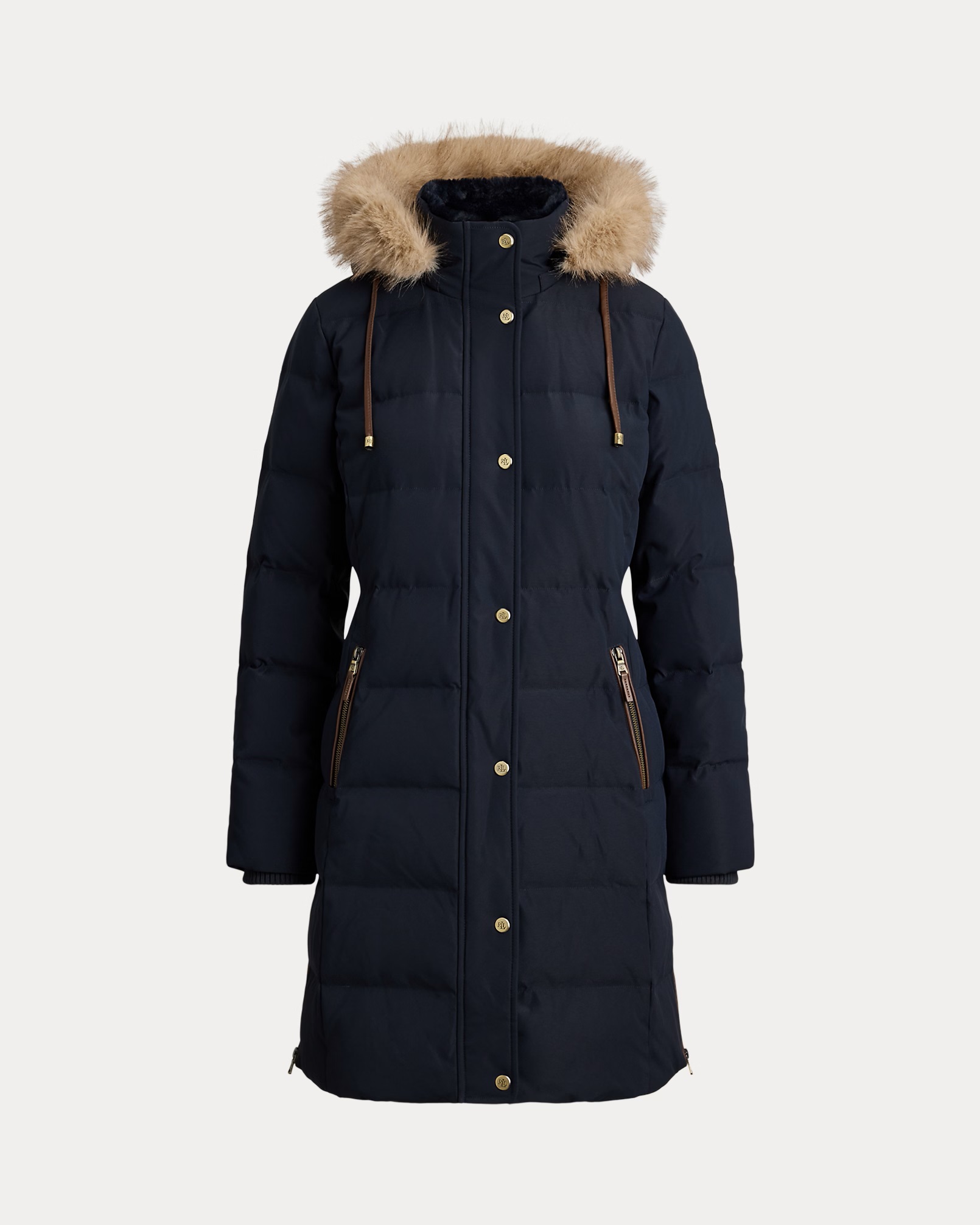 LAUREN RALPH LAUREN FAUX-FUR-TRIM HOODED DOWN ΜΠΟΥΦΑΝ