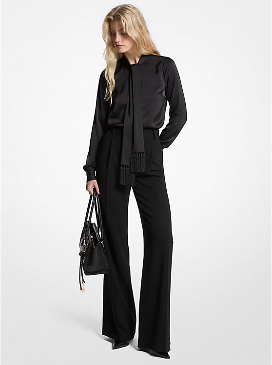 MICHAEL KORS SATIN FRINGED TIE NECK ΠΟΥΚΑΜΙΣΟ