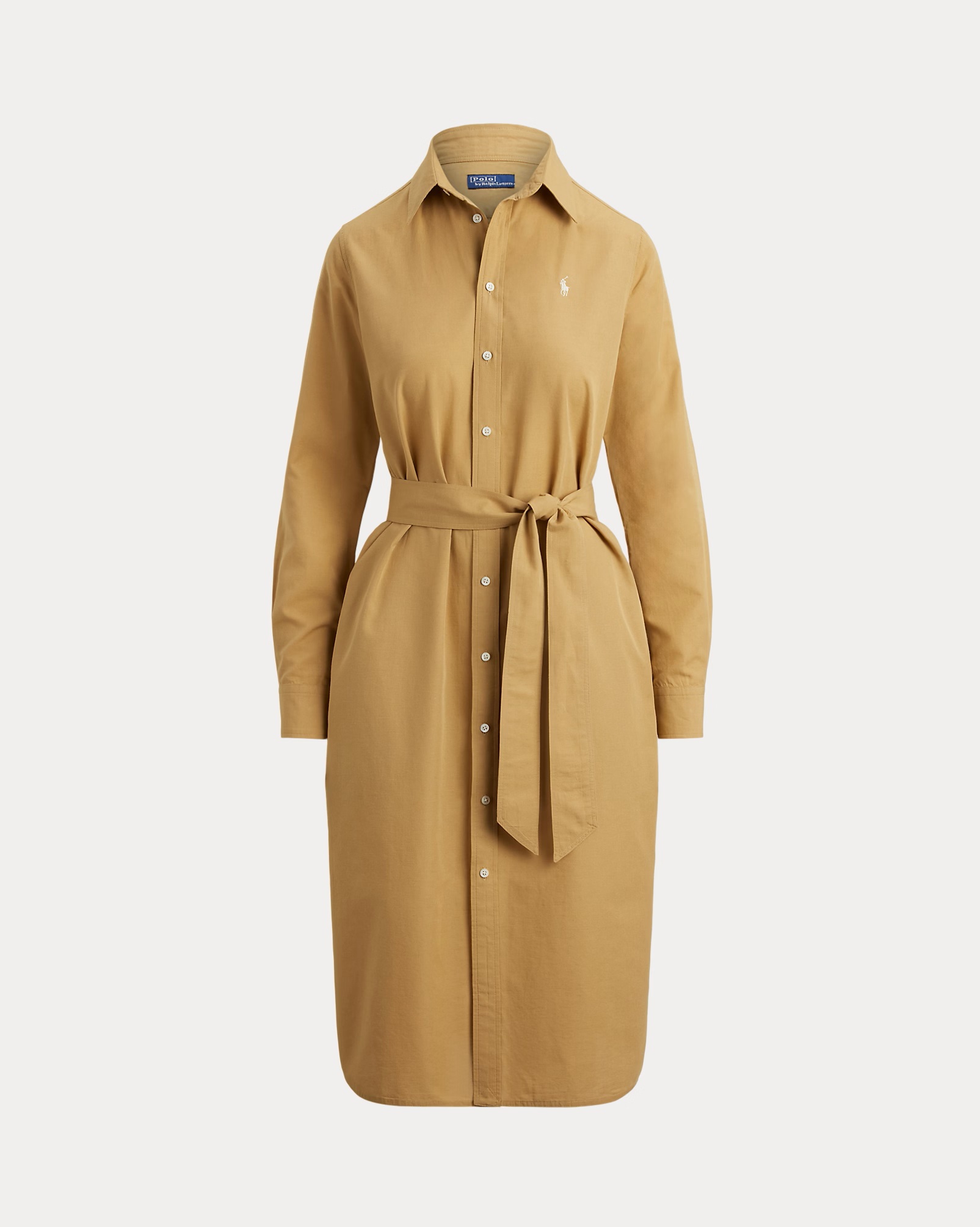 POLO RALPH LAUREN COTTON-LINEN BELTED SHIRTDRESS