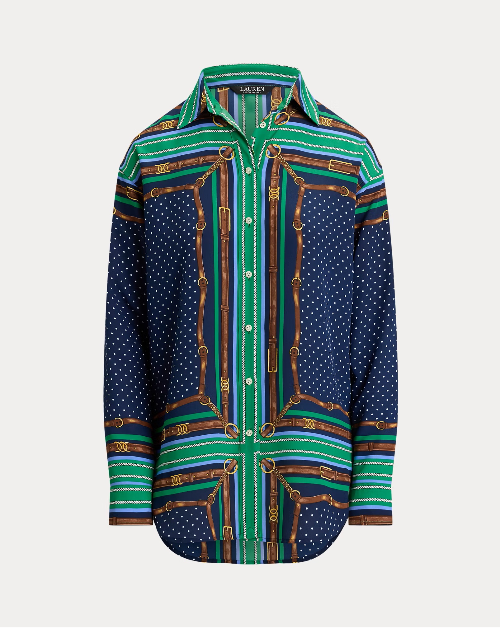 LAUREN RALPH LAUREN RELAXED FIT BELTING & POLKA-DOT ΠΟΥΚΑΜΙΣΟ