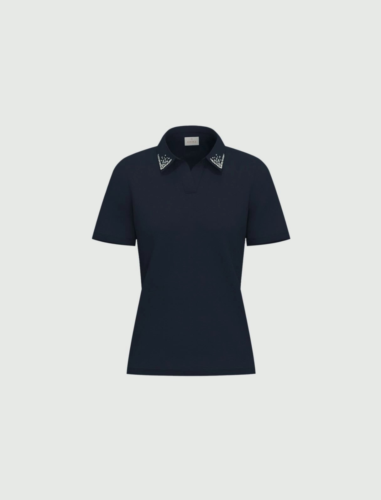 EMME EMMONIRICA PEARL AND CRYSTAL ADORNED POLO ΜΠΛΟΥΖΑ