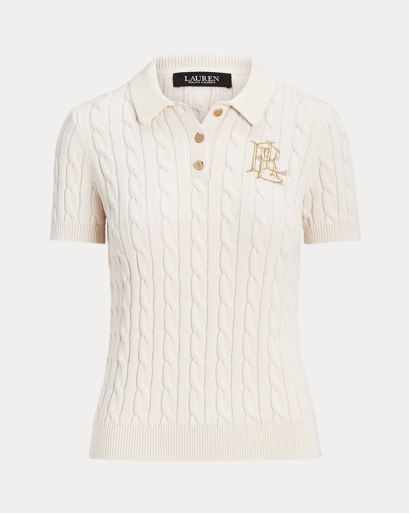 LAUREN RALPH LAUREN CABLE-KNIT COTTON POLO ΠΛΕΚΤΟ