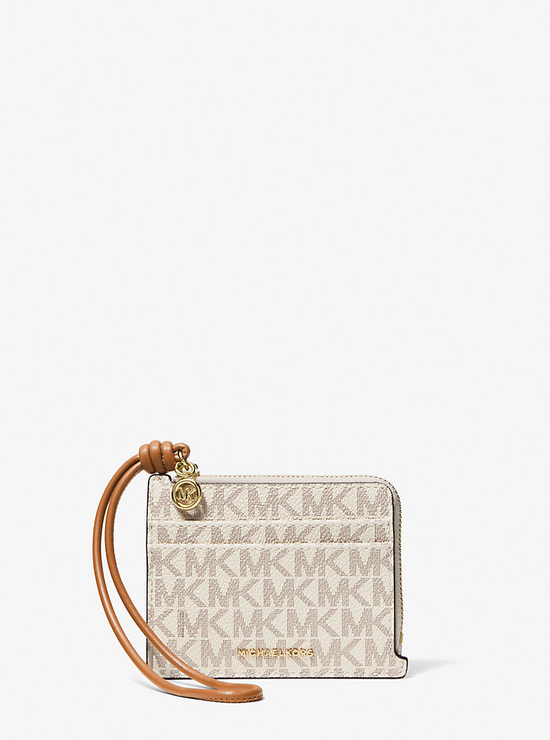MICHAEL KORS JET SET SMALL SIGNATURE LOGO CARD CASE WRISTLET