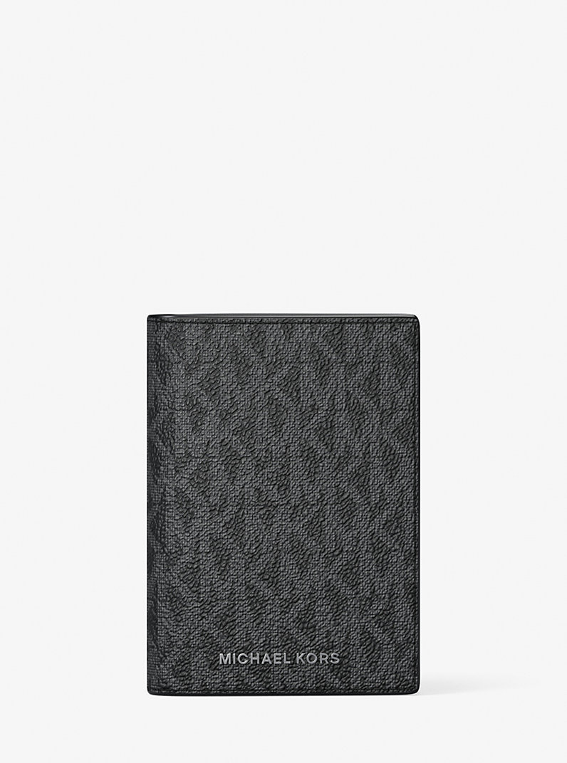 MICHAEL KORS MENS HUDSON SIGNATURE LOGO BI-FOLD CARD CASE