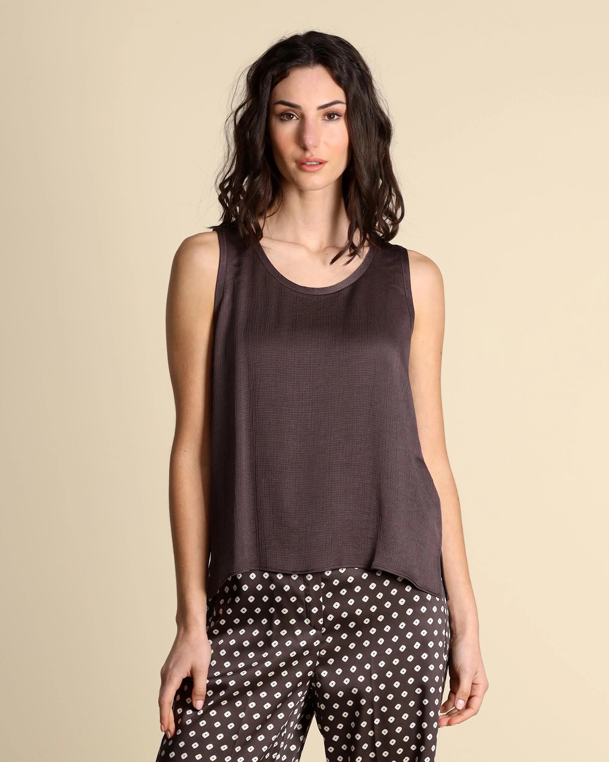 EMME EMMNEMBI SLEEVELESS VISCOSE ACETATE TOP