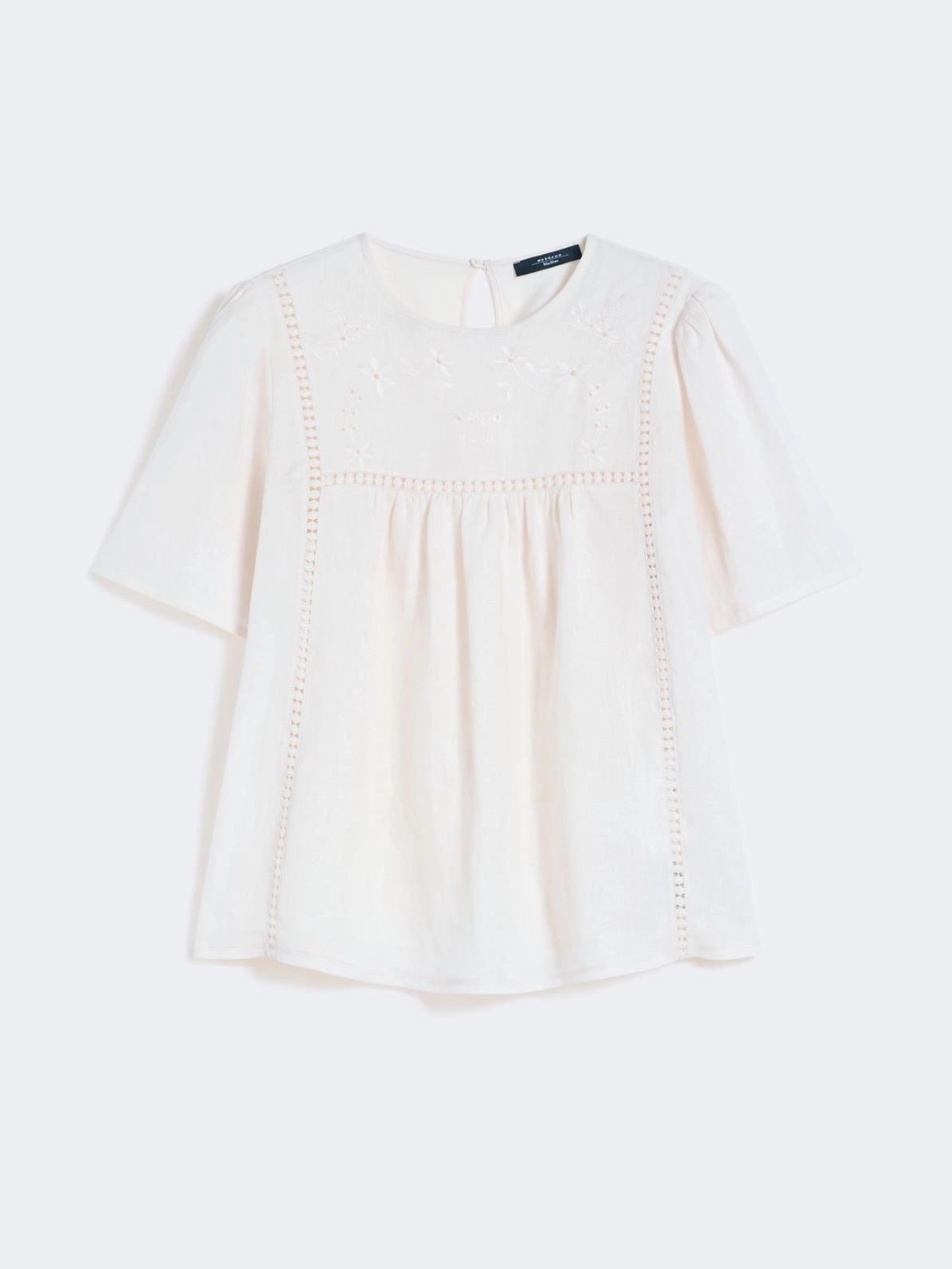 WEEKEND MAX MARA WKDBACINO LINEN CANVAS AND STRETCH JERSEY TOP