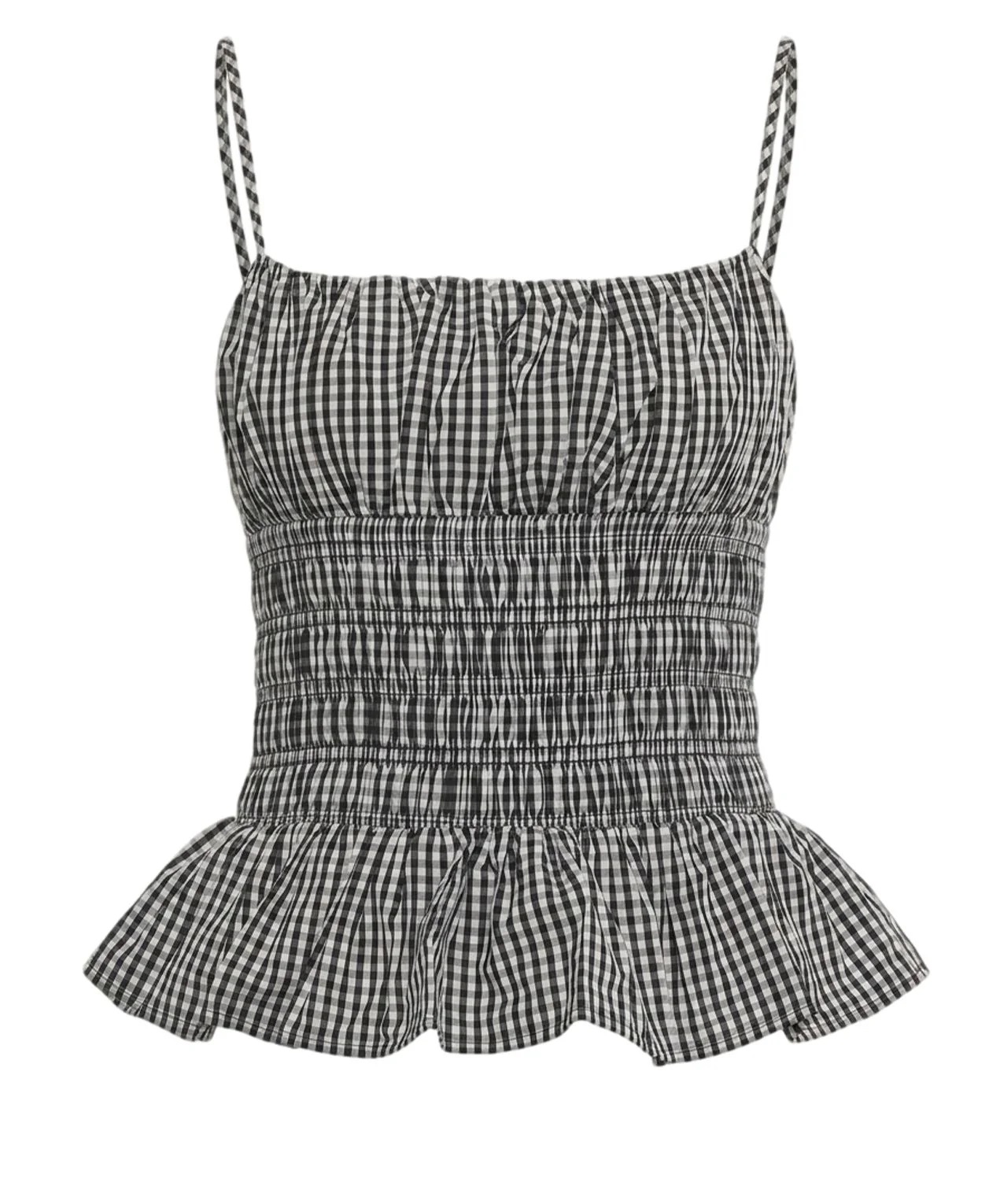 MICHAEL KORS GINGHAM COTTON SMOCKED TOP