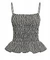 MICHAEL KORS GINGHAM COTTON SMOCKED TOP