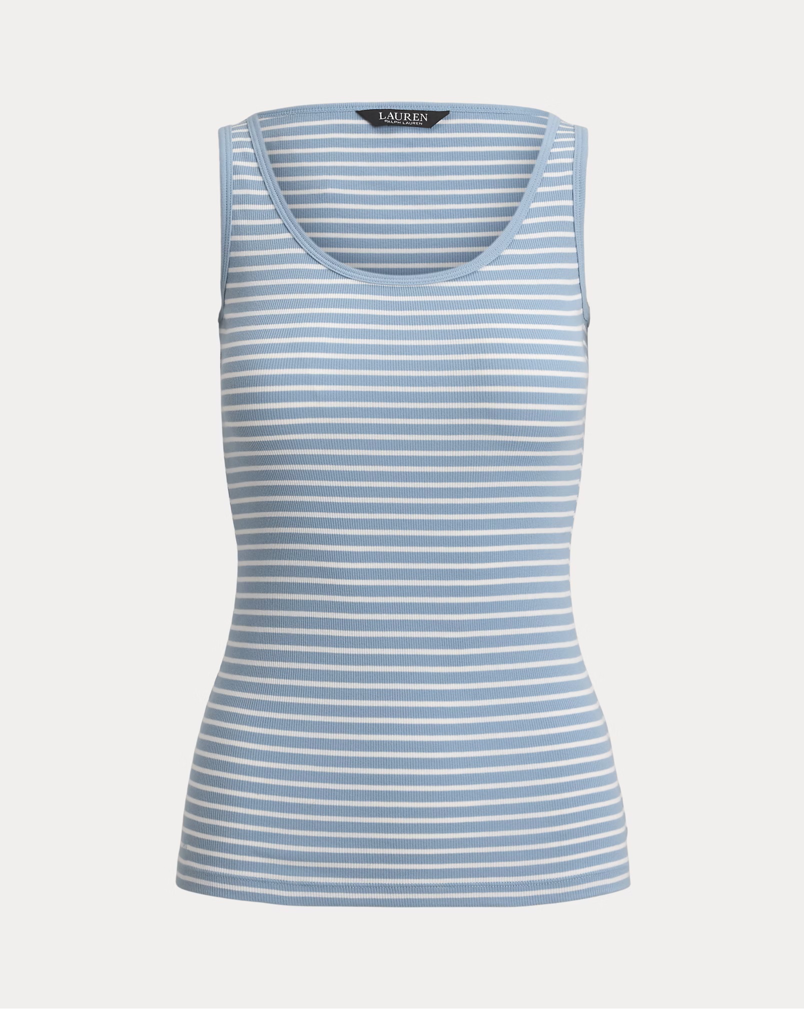 LAUREN RALPH LAUREN STRIPED STRETCH COTTON TANK TOP