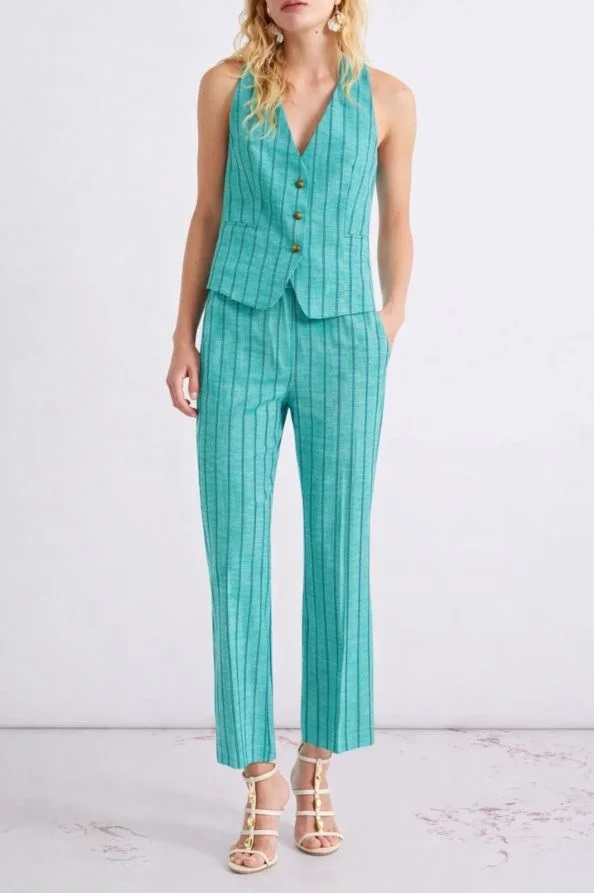 MARELLA MLLFEBO FLARED LINEN AND COTTON ΠΑΝΤΕΛΟΝΙ