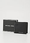 MICHAEL KORS MENS HUDSON LEATHER AND SIGNATURE LOGO BILLFORD WALLET WITH COIN POUCH