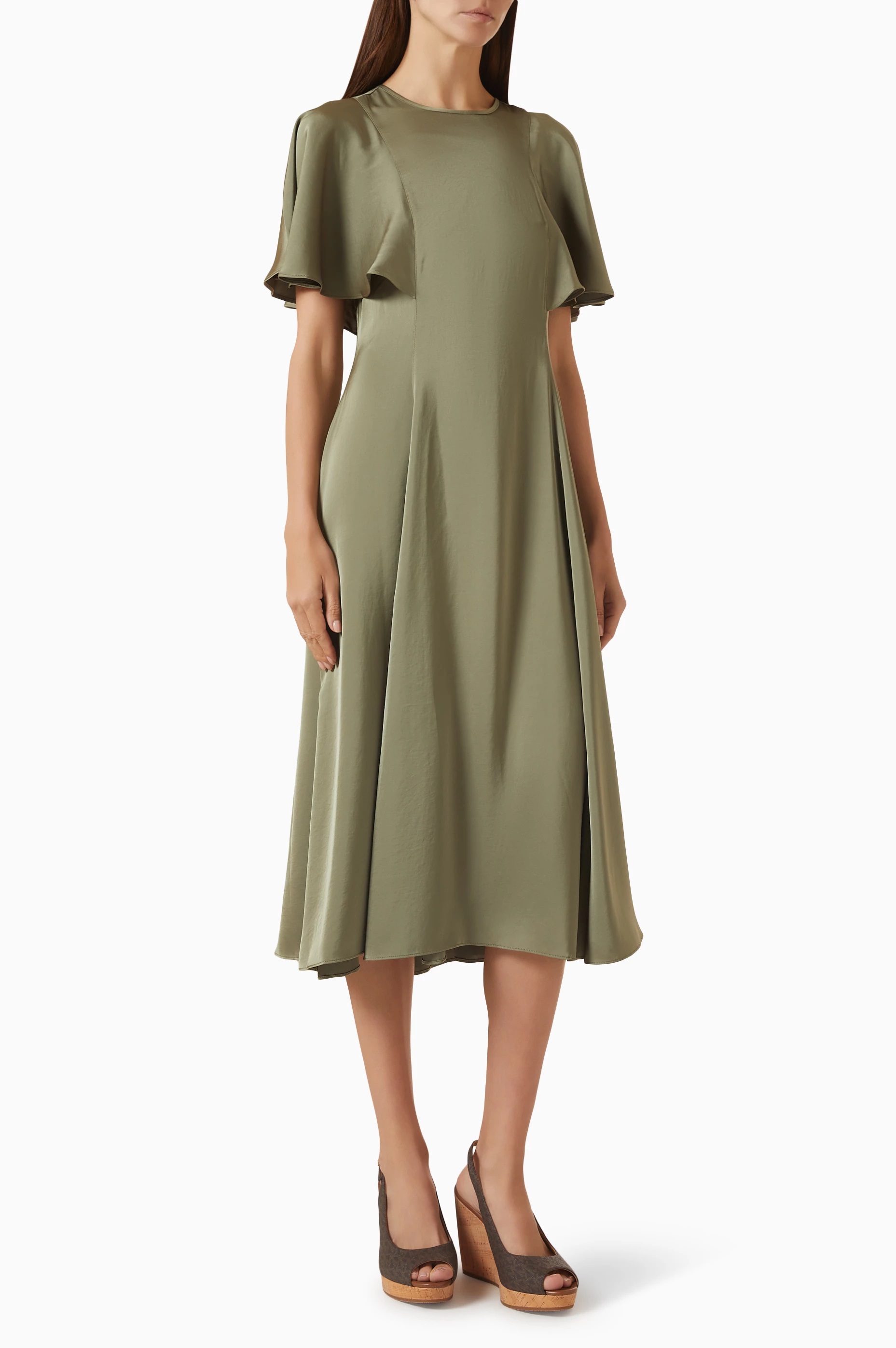 MICHAEL KORS CAPE SLEEVE SATIN MIDI ΦΟΡΕΜΑ