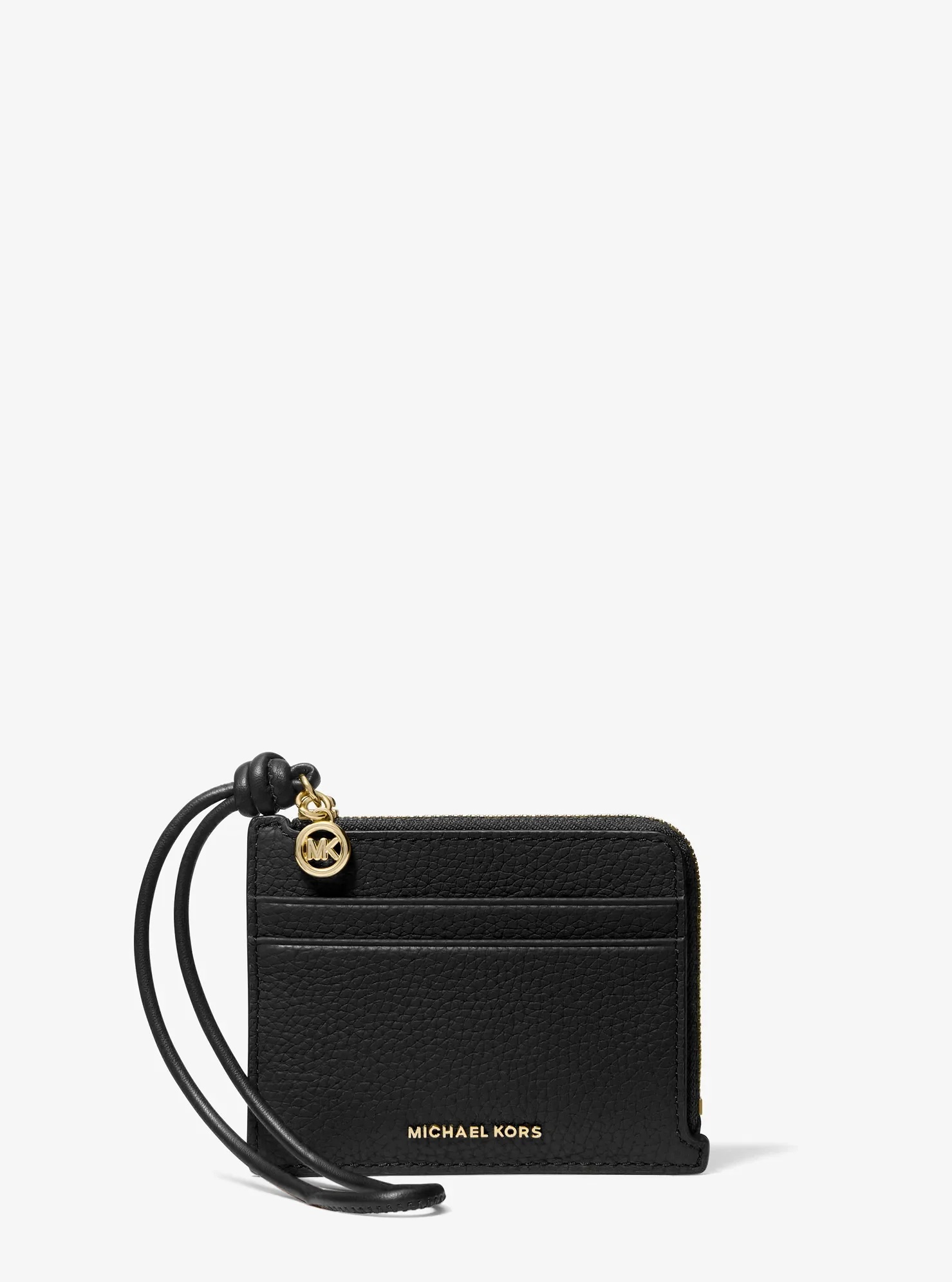 MICHAEL KORS JET SET SMALL PEBBLED LEATHER CARD CASE WRISTLET
