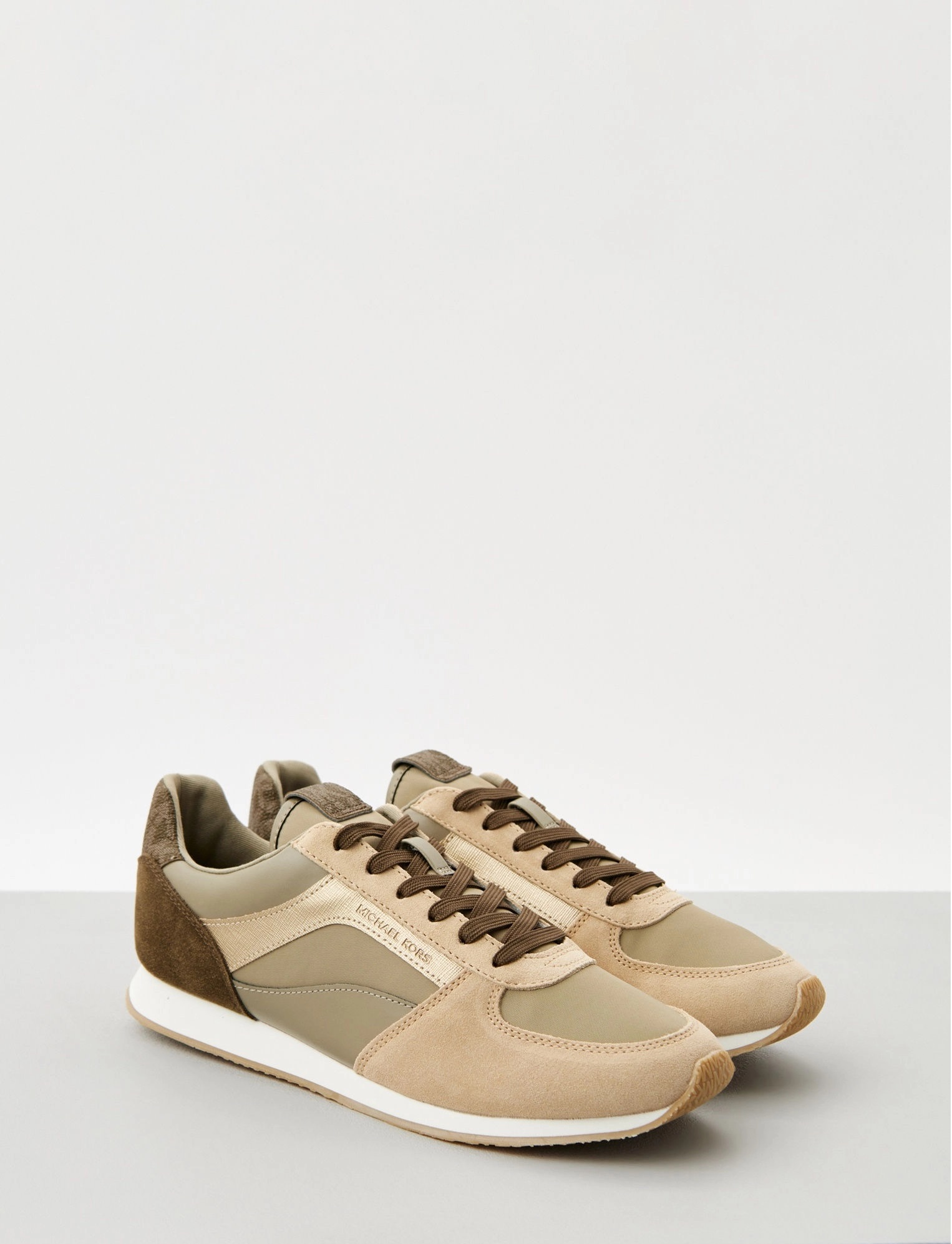 MICHAEL KORS CINDY SUEDE AND LEATHER SNEAKERS