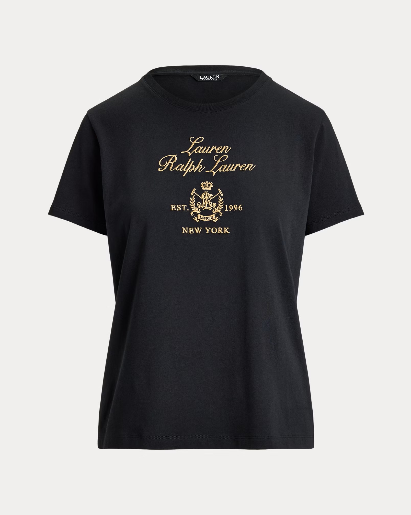 LAUREN RALPH LAUREN EMDROIDERED-CREST COTTON JERSEY T-SHIRT