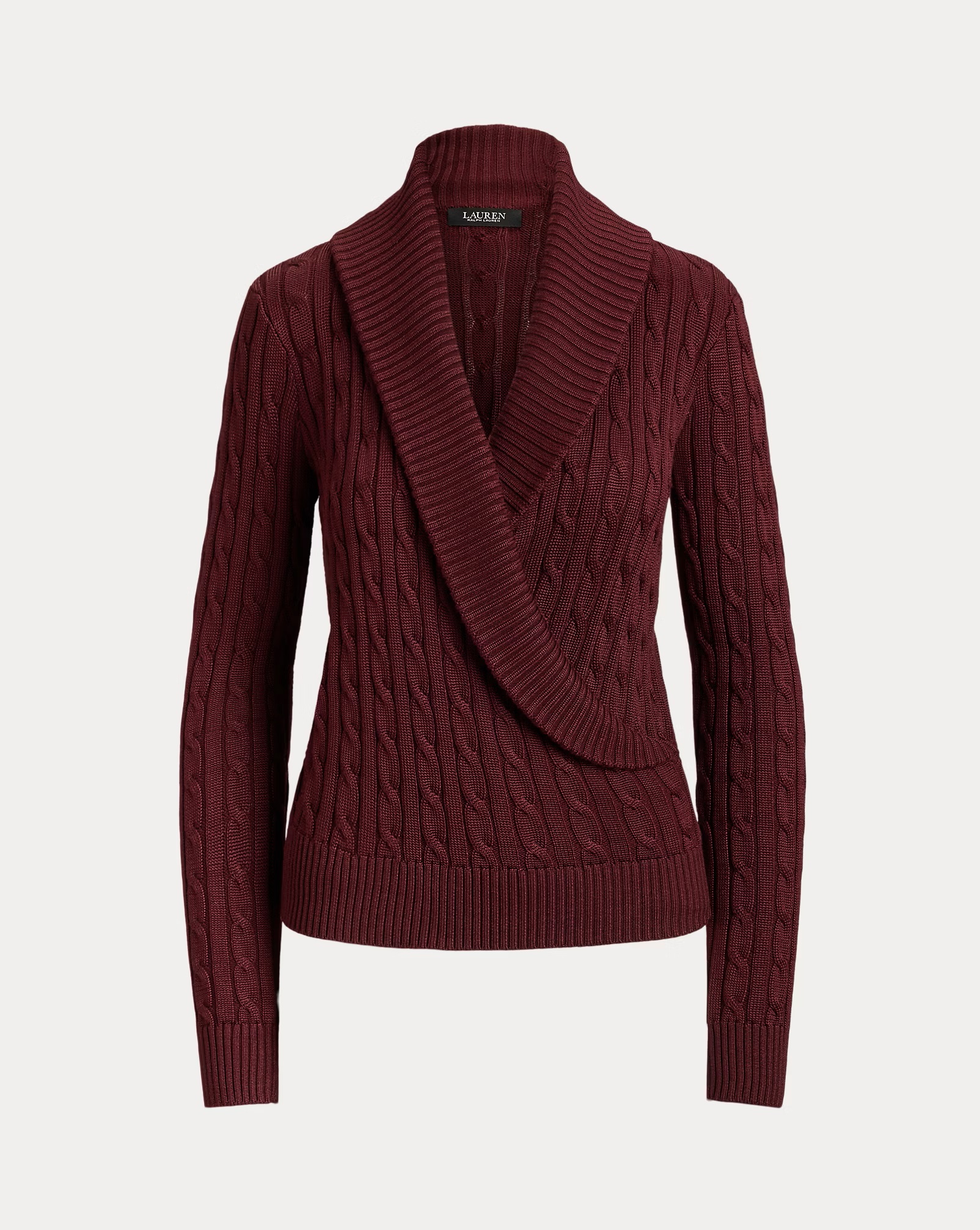 LAUREN RALPH LAUREN CABLE COTTON BLEND SHAWL COLLAR ΠΛΕΚΤΟ