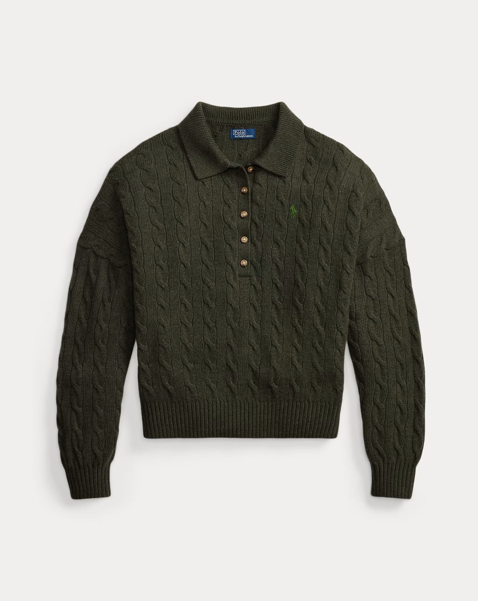 POLO RALPH LAUREN CABLE WOOL CASHMERE POLO COLLAR ΠΛΕΚΤΟ