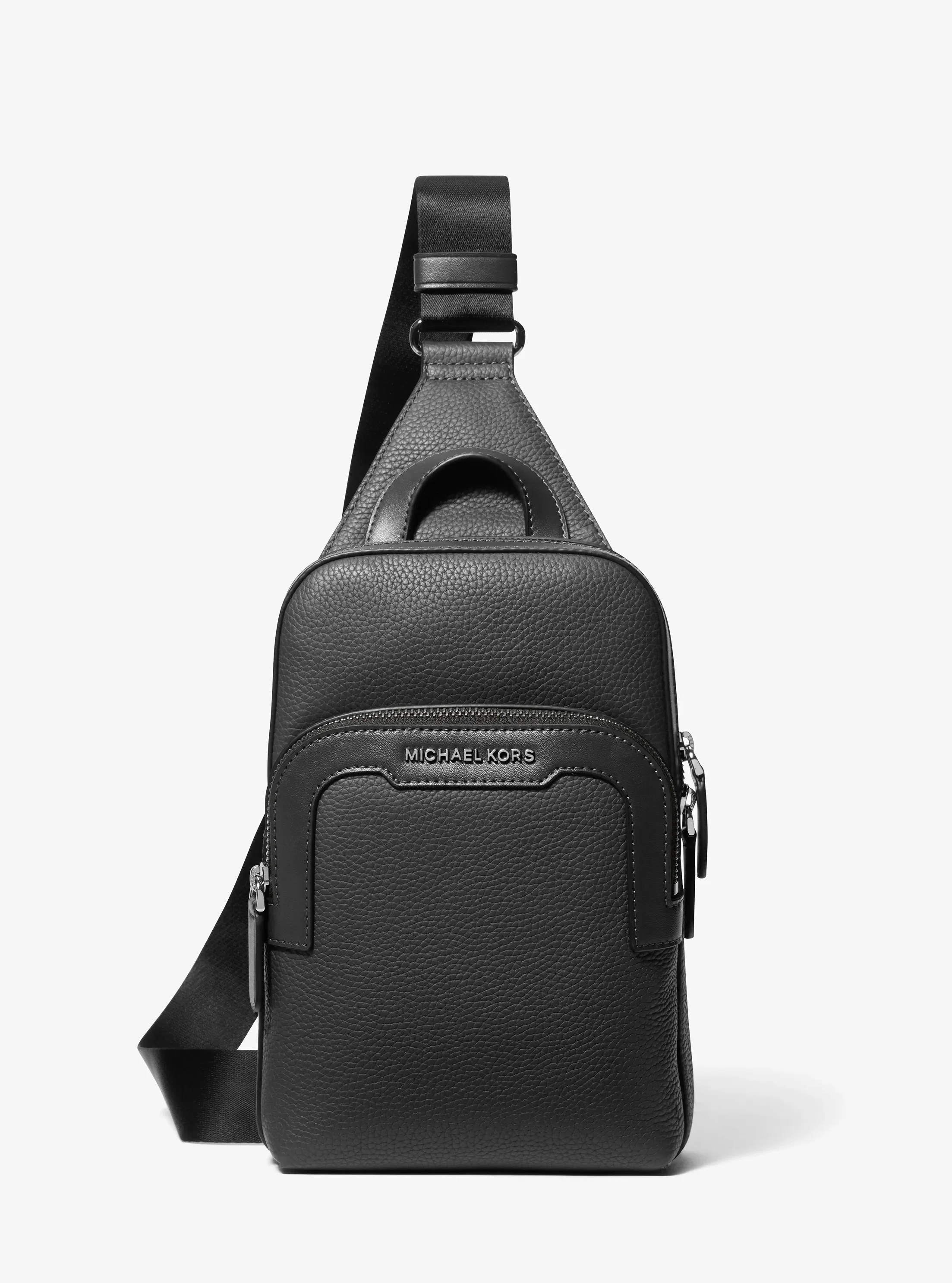 MICHAEL KORS MENS HUDSON MEDIUM PEBBLED LEATHER SLING ΤΣΑΝΤΑ