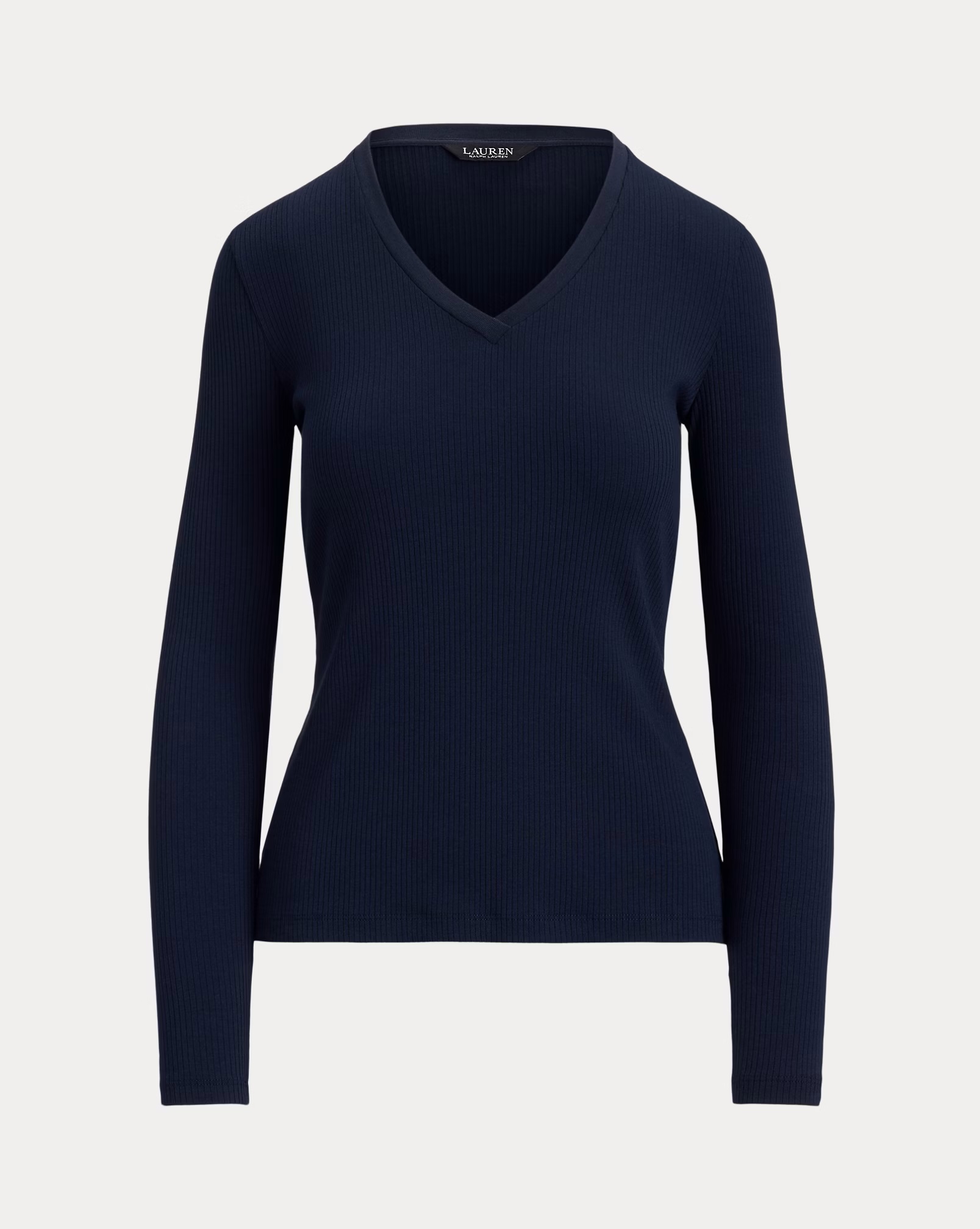 LAUREN RALPH LAUREN RIB KNIT LONG SLEEVE V-NECK ΜΠΛΟΥΖΑ