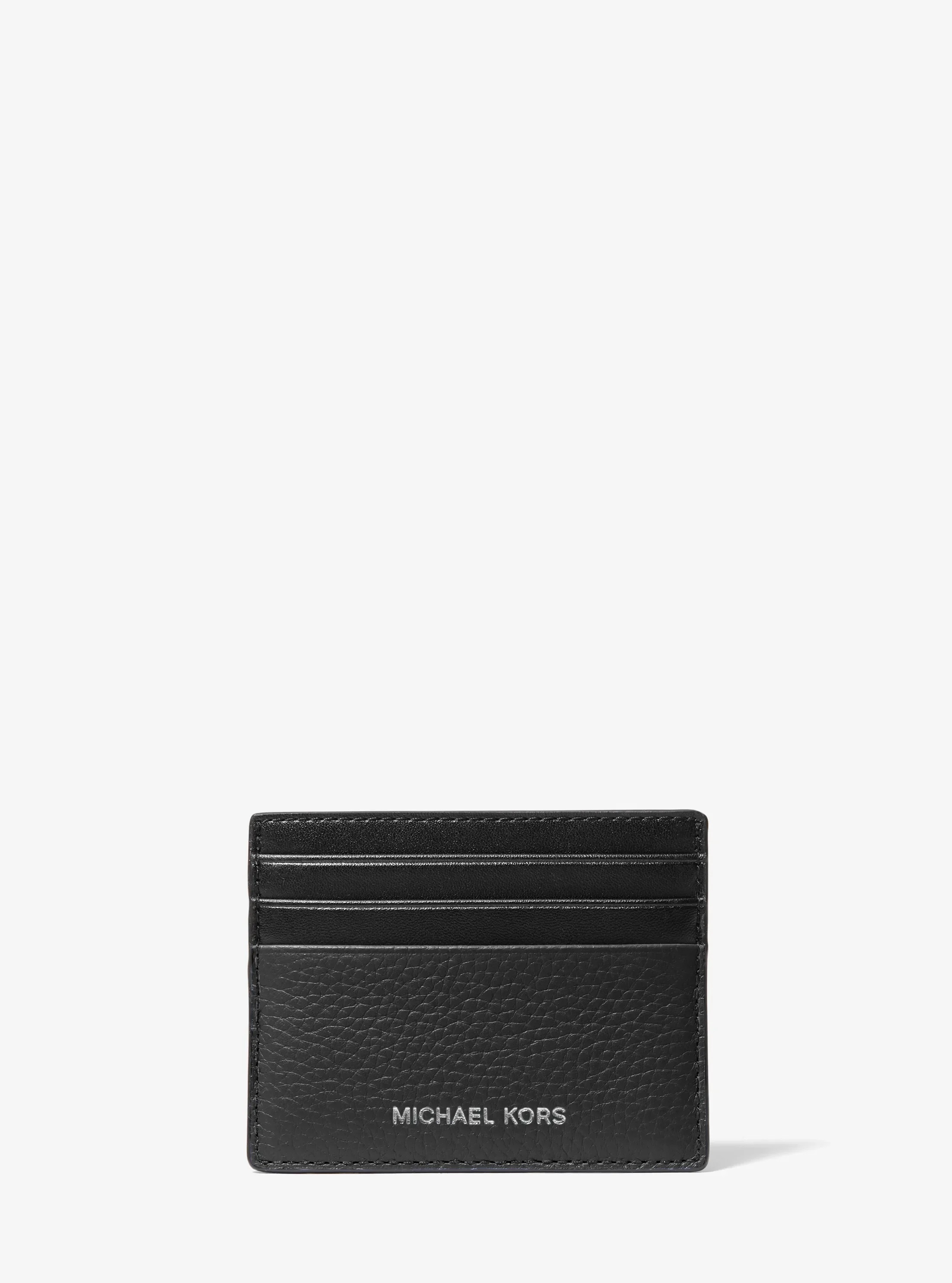 MICHAEL KORS MENS HUDSON PEBBLED LEATHER CARD CASE