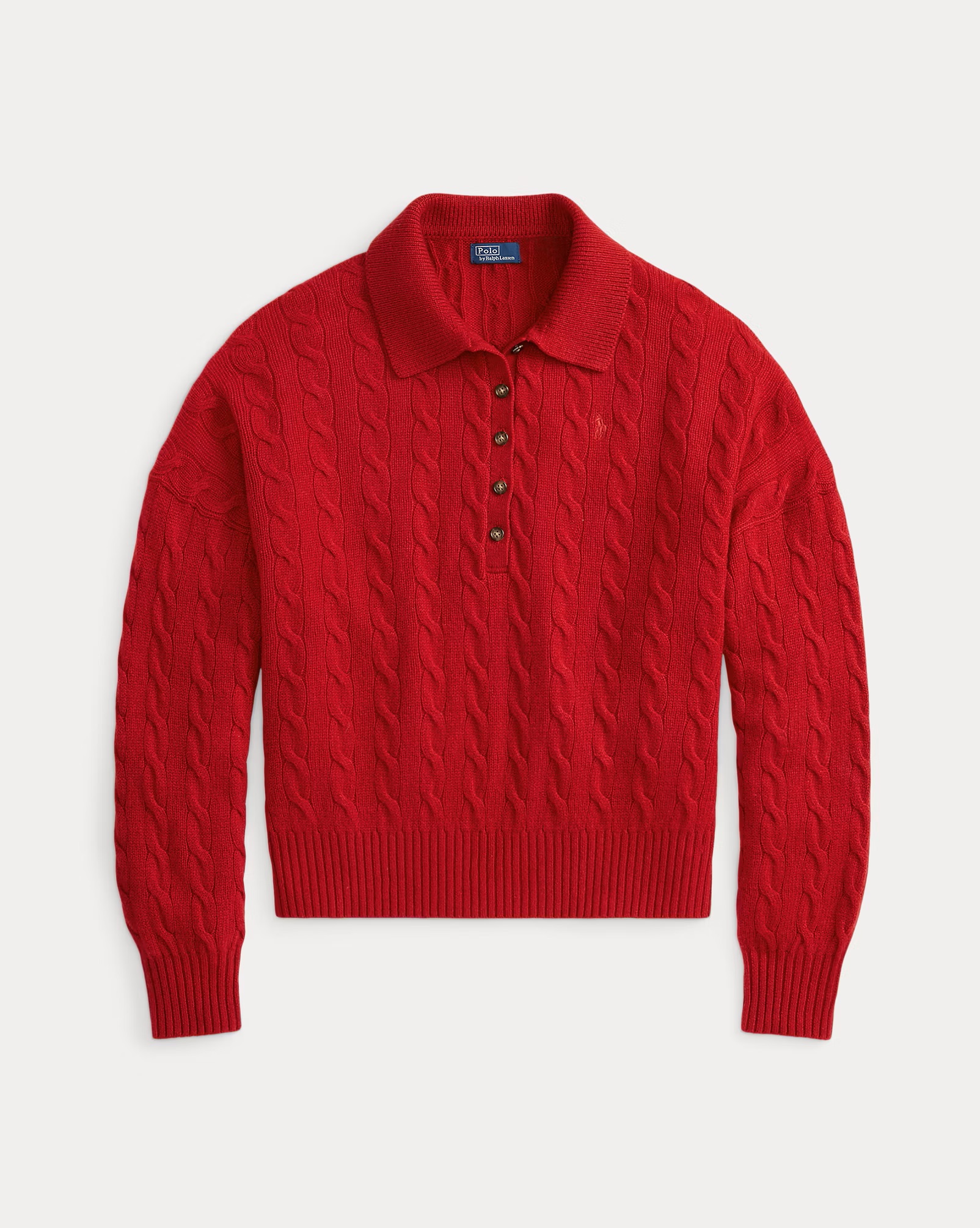 POLO RALPH LAUREN CABLE WOOL CASHMERE POLO COLLAR ΠΛΕΚΤΟ