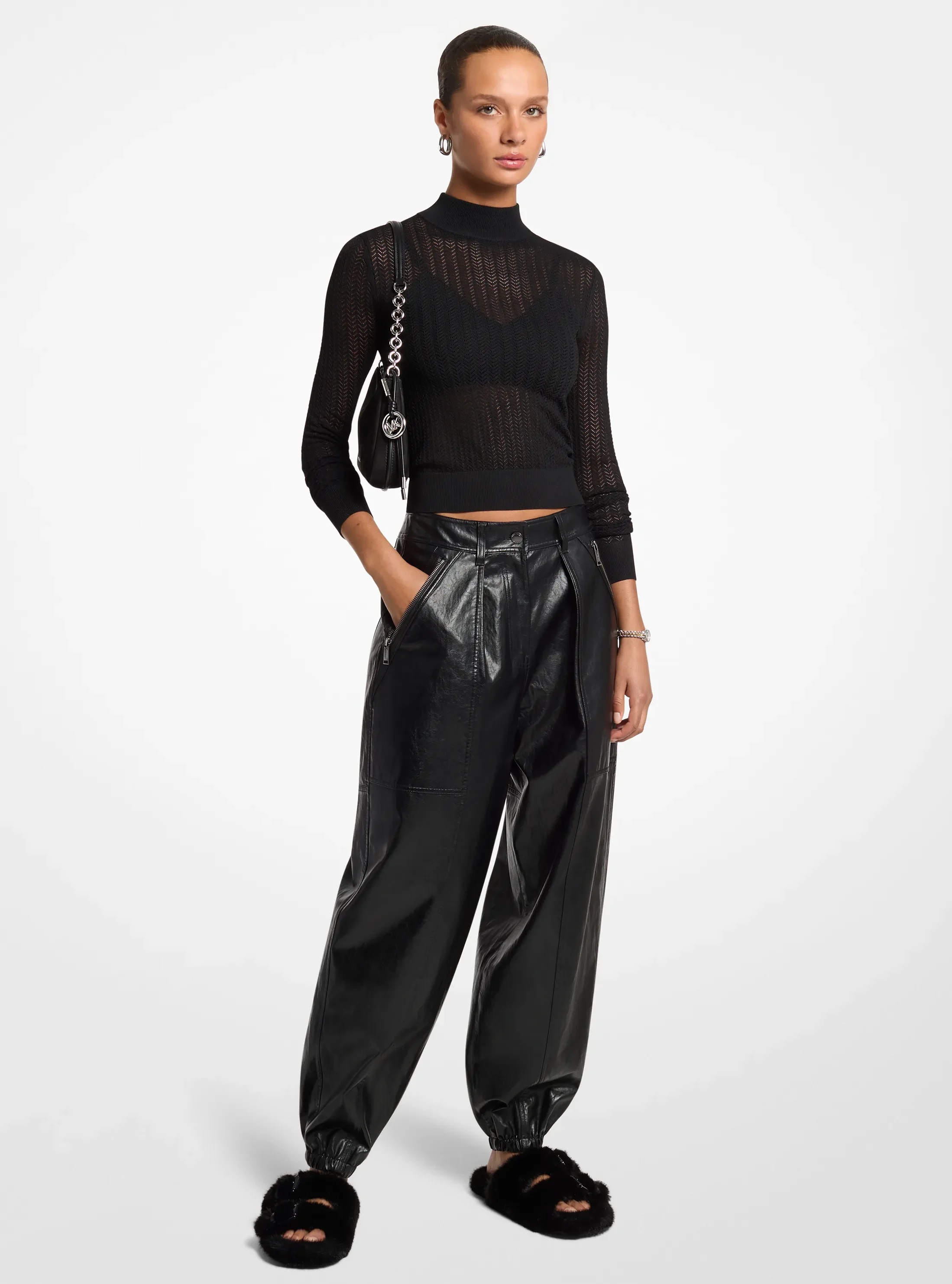 MICHAEL KORS FAUX LEATHER JOGGER ΠΑΝΤΕΛΟΝΙ