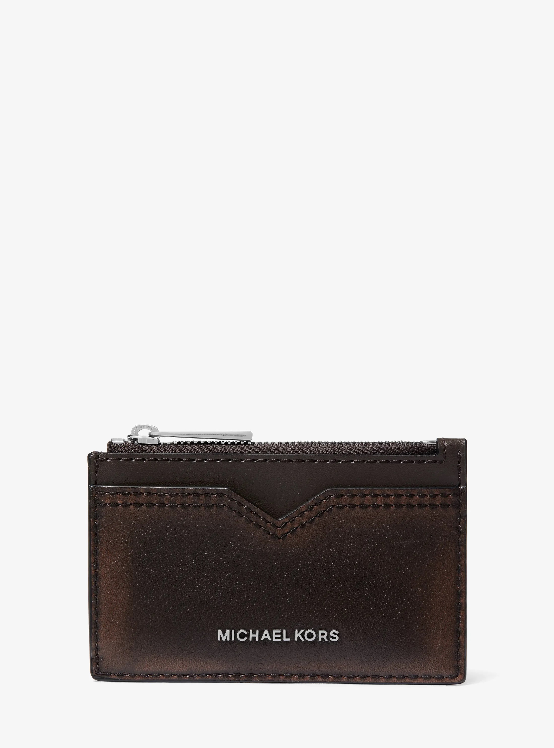 MICHAEL KORS MENS HUDSON BURNISHED LEATHER CARD CASE