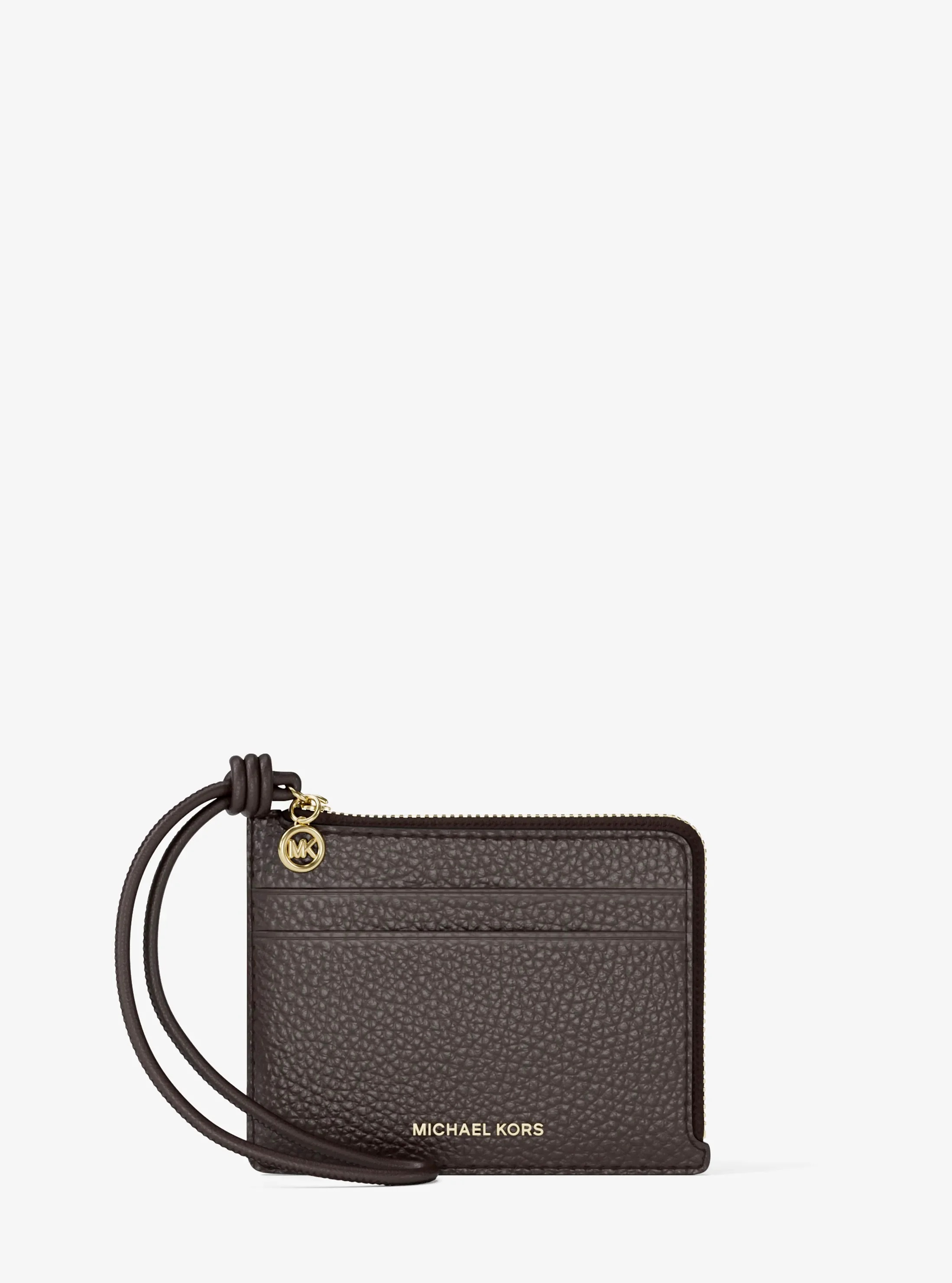 MICHAEL KORS JET SET SMALL PEBBLED LEATHER CARD CASE WRISTLET