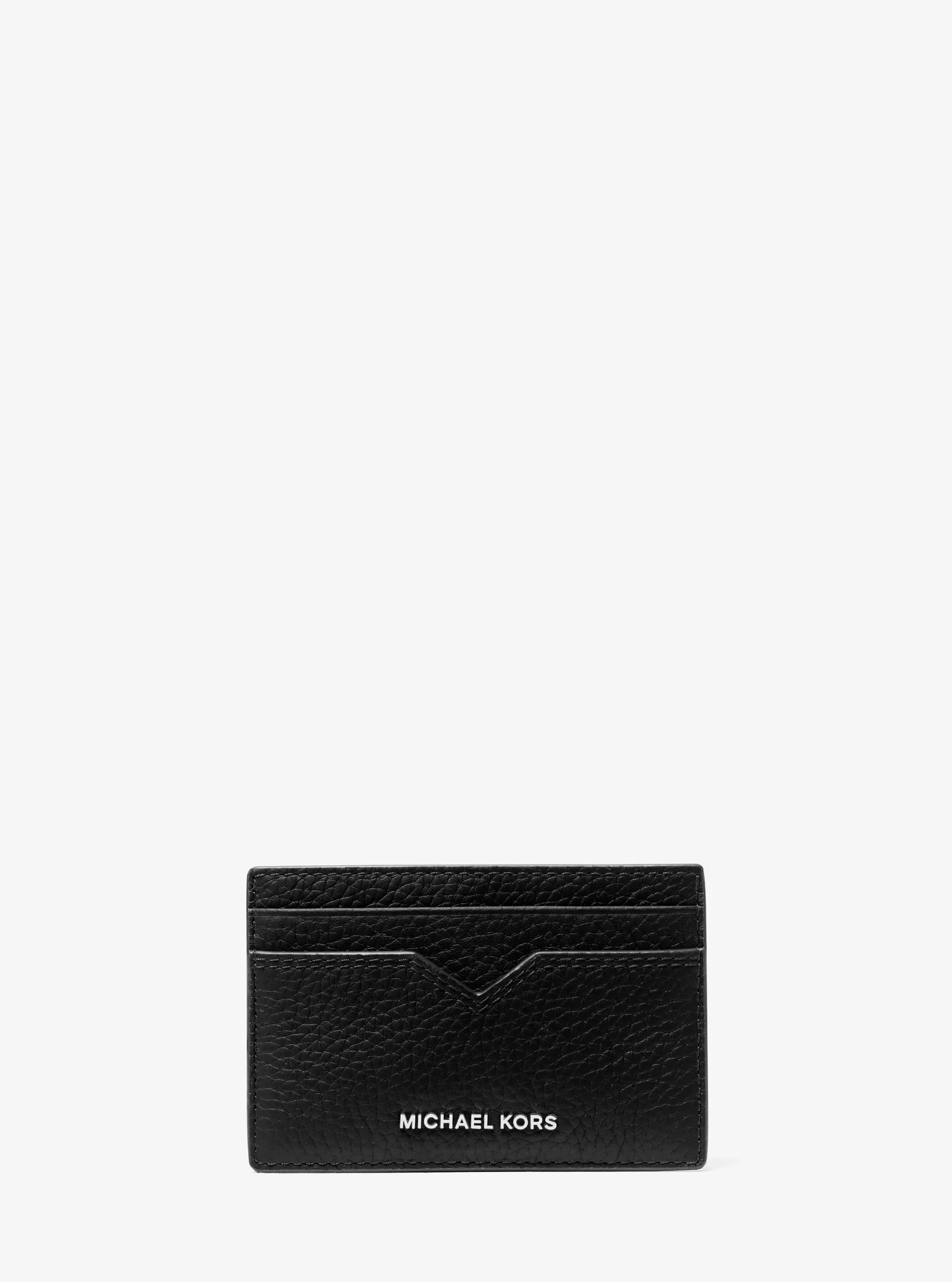 MICHAEL KORS MENS HUDSON PEBBLED LEATHER CARD CASE