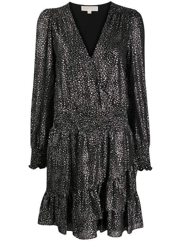 MICHAEL KORS METALLIC STAR GEORGETTE RUFFLED WRAP ΦΟΡΕΜΑ