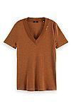SCOTCH & SODA LINEN V-NECK T-SHIRT 