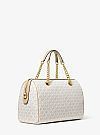 MICHAEL KORS BLAIRE MEDIUM LOGO STRIPE SATCHEL ΤΣΑΝΤΑ