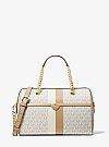 MICHAEL KORS BLAIRE MEDIUM LOGO STRIPE SATCHEL ΤΣΑΝΤΑ