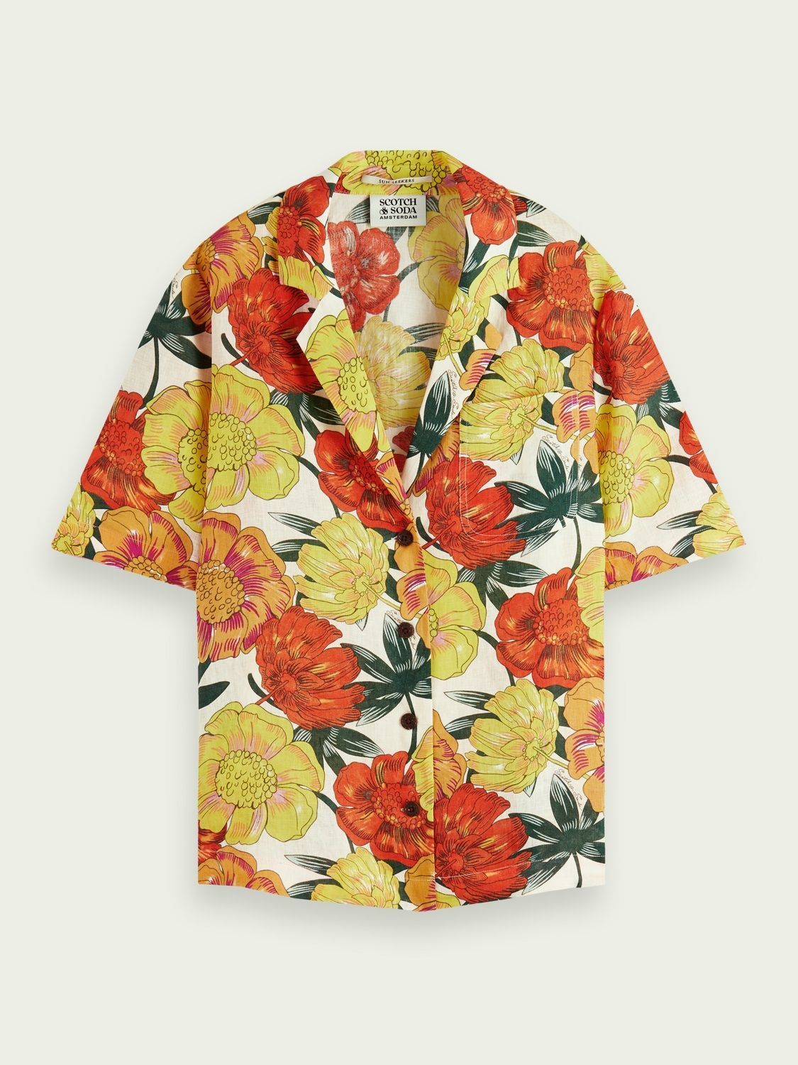 SCOTCH & SODA LINEN HAWAIIAN ΠΟΥΚΑΜΙΣΟ