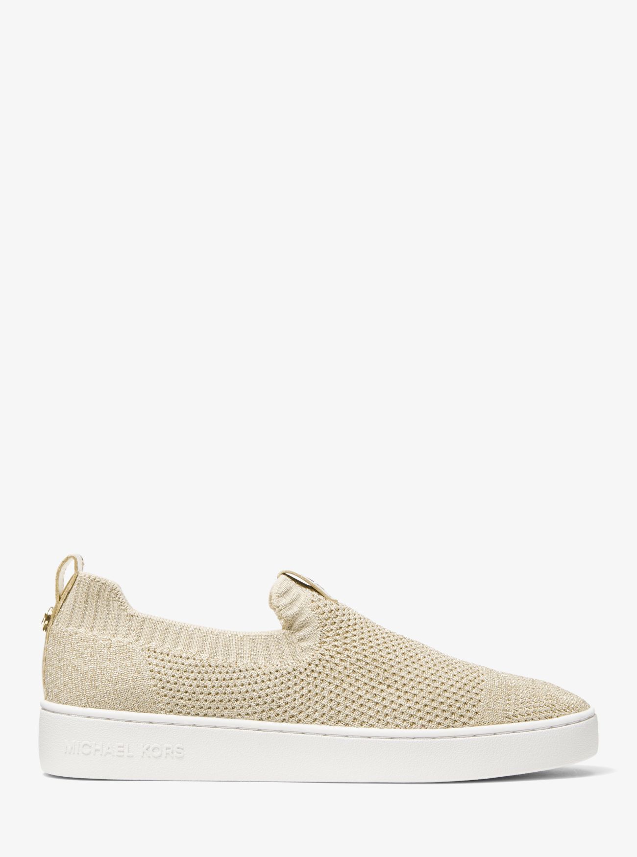 MICHAEL KORS JUNO METALLIC STRETCH KNIT SLIP ON SNEAKER