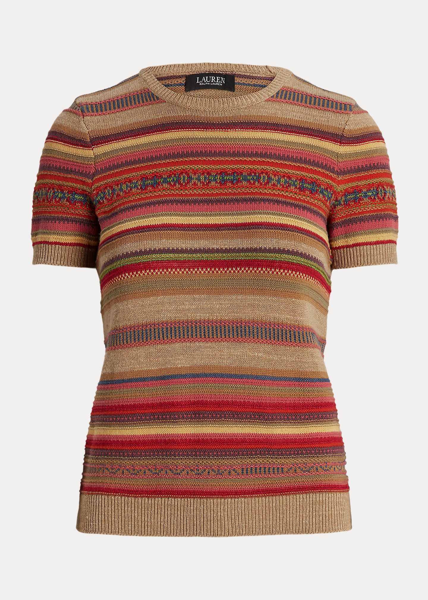 LAUREN RALPH LAUREN FAIR ISLE & STRIPED SHORT SLEEVE ΠΛΕΚΤΟ